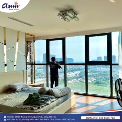 dán phim cách nhiệt cửa kính nhà tại khu vực phòng ngủ