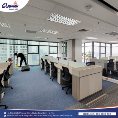 Không gian văn phòng Kanetora trước và trong quá trình thi công dán phim cách nhiệt