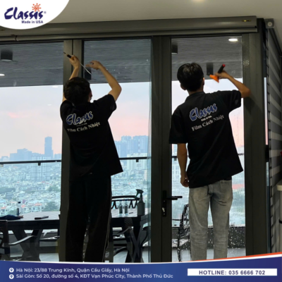 thi công phim cách nhiệt cửa kính nhà thực tế