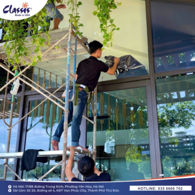 Thi công dán phim cách nhiệt Classis tại Eco Park Vinh